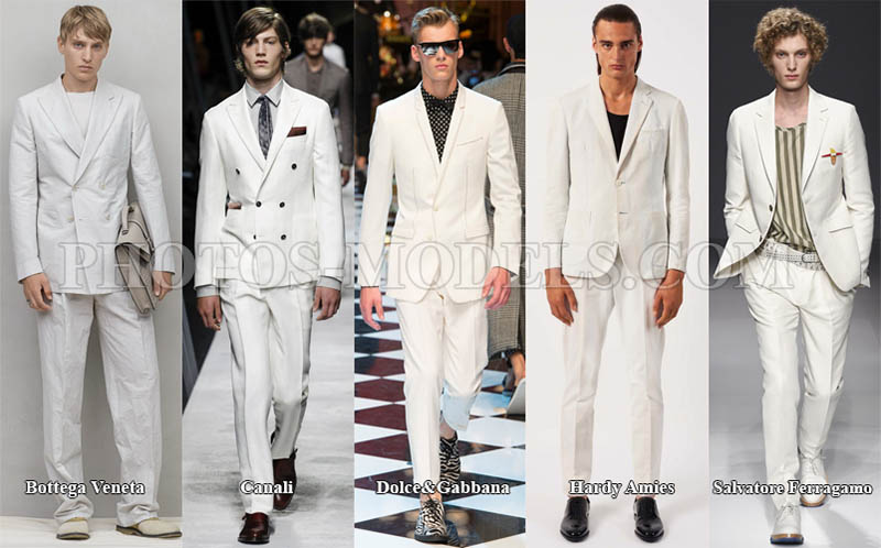 При складанні річного образу за допомогою білого костюма, враховуйте головне правило: вся решта одягу, взуття та аксесуари, повинні бути на кілька тонів темніше